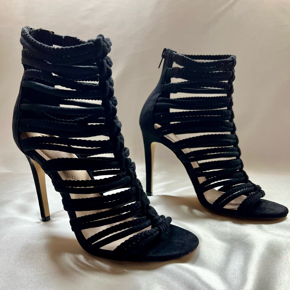 Aldo Rorka Black Suede Strappy Heels